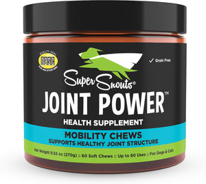 Super Snouts Joint Power Health Supplement Mobility Chews for Dogs & Cats, Up to 60 lbs, 60 count