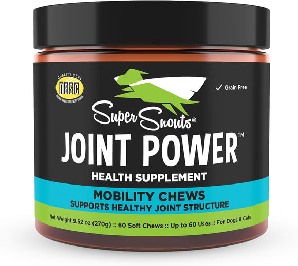 Super Snouts Joint Power Health Supplement Mobility Chews for Dogs & Cats, Up to 60 lbs, 60 count