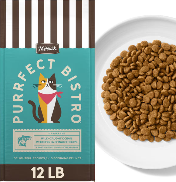 Merrick Purrfect Bistro Grain Free Wild-Caught Ocean Whitefish & Spinach Recipe Dry Cat Food