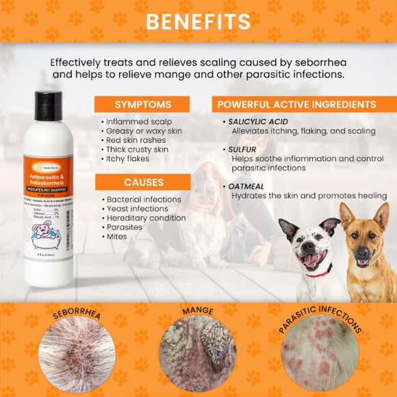 Healthy Paw Life Antiparasitic & Antiseborrheic Medicated Pet Shampoo for Dogs, 8-oz