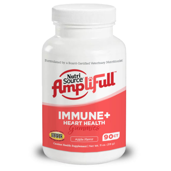 NutriSource AmpliFull Immune & Heart Health Gummies Dog Supplement, Apple Flavor, 90-count