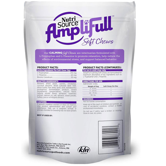NutriSource AmpliFull Calming Soft Chews Dogs Supplement