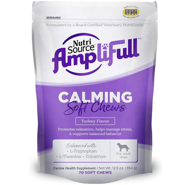 NutriSource AmpliFull Calming Soft Chews Dogs Supplement, Turkey Flavor, 70-count