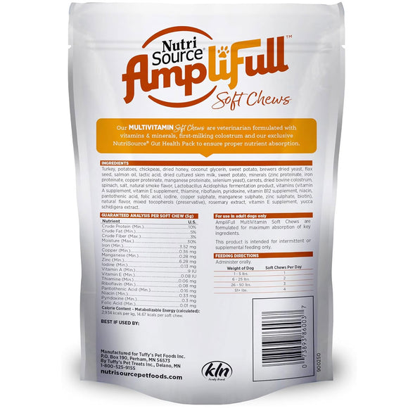 NutriSource AmpliFull Multivitamin Soft Chews Dogs Supplement, Turkey Flavor