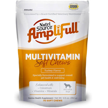NutriSource AmpliFull Multivitamin Soft Chews Dogs Supplement, Turkey Flavor, 70-count