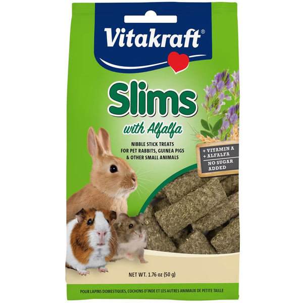 Vitakraft Slims with Alfalfa Nibble Stick Treats for Rabbits & Other Small Animals, 1.76-oz