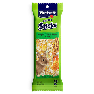 Vitakraft Crunch Sticks Popped Grains & Honey Flavor Treats for Rabbits, 2 Sticks