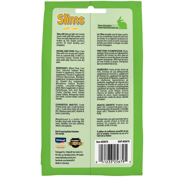 Vitakraft Slims Nibble Stick Treats with Corn for Rabbits, Guinea Pigs & Other Small Animals