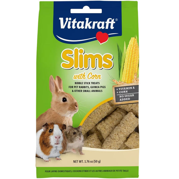 Vitakraft Slims Nibble Stick Treats with Corn for Rabbits, Guinea Pigs & Other Small Animals, 1.76-oz.