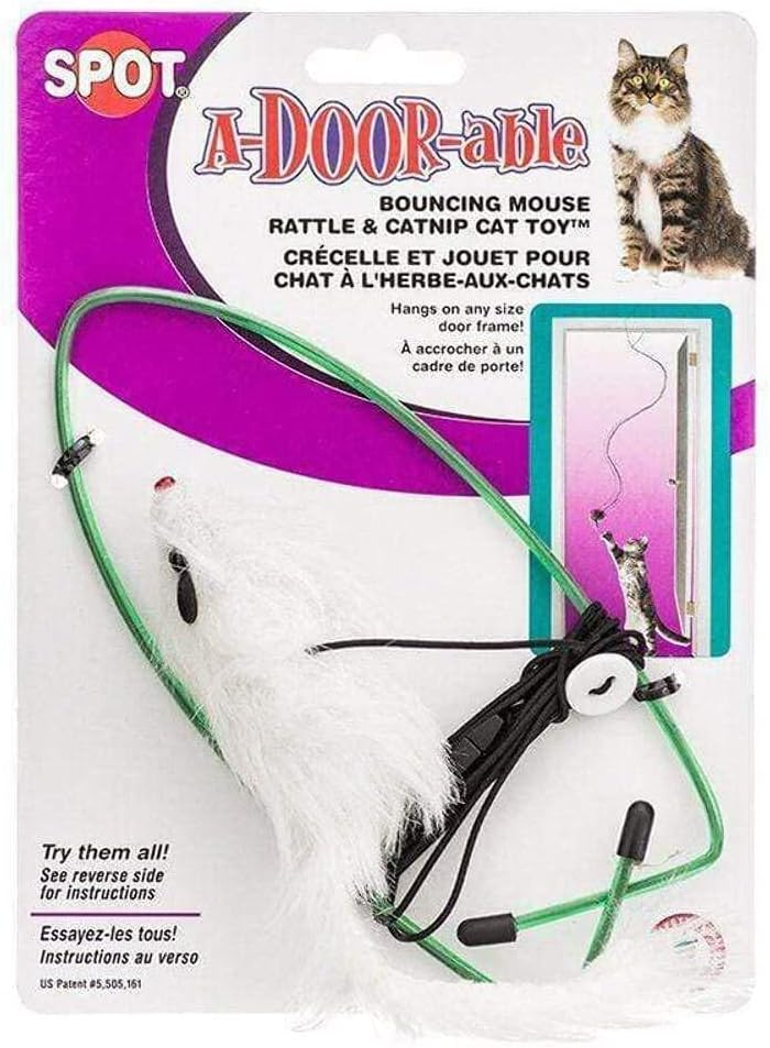 Ethical A-Doorable Bounce Real Fur Mouse Toy For Cats, assorted colors