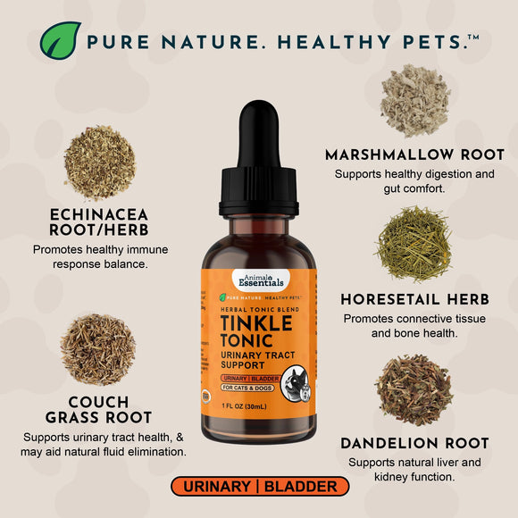 Animal Essentials Tinkle Tonic Herbal Tonic to Support Urinary Tracts System for Dogs & Cats