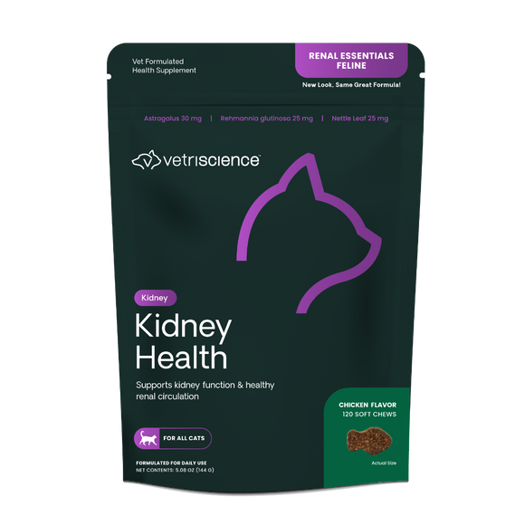 VetriScience Renal Essentials Kidney Supplement for Cats (120 Bite-Sized Chews)