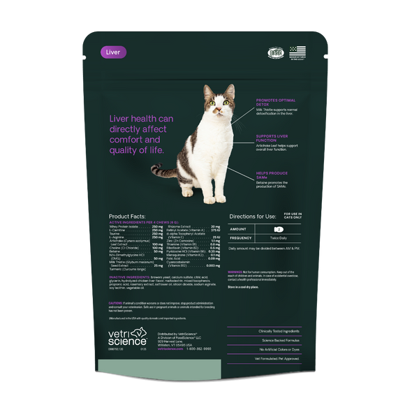 VetriScience Vetri Liver Support Supplement For Feline (120 Bite-Sized Chews)