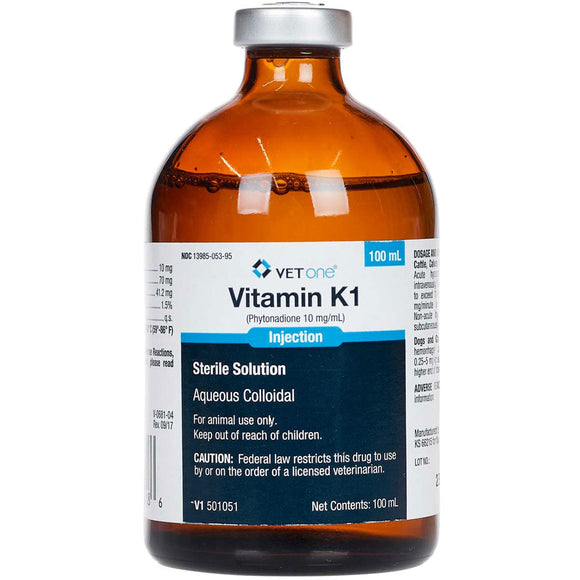 Vitamin K1 Injection for Pets, 100-ml (10mg/ml)