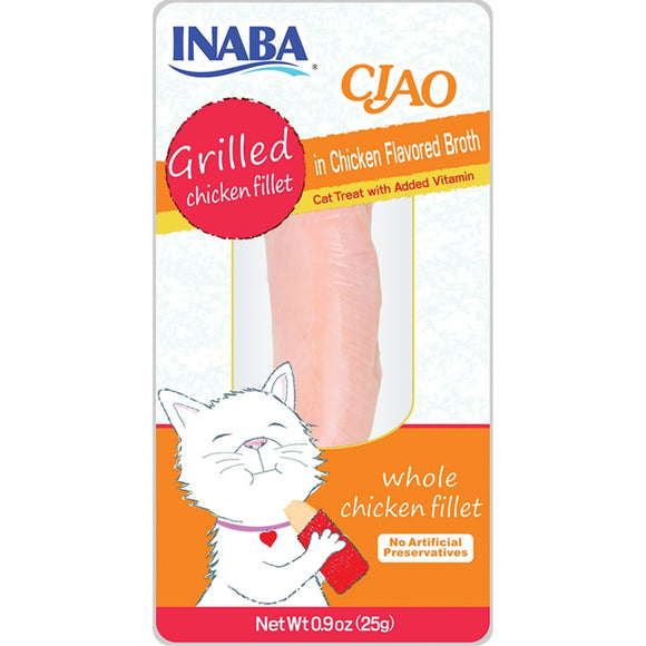 Inaba Grilled Chicken Fillet in Chicken Flavored Broth Cat Treat, 0.9-oz
