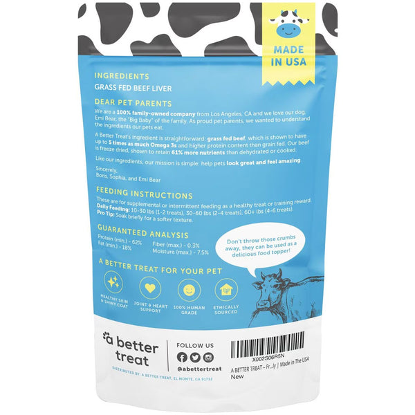 A Better Treat Beef Liver Freeze Dried Treats for Dogs & Cats