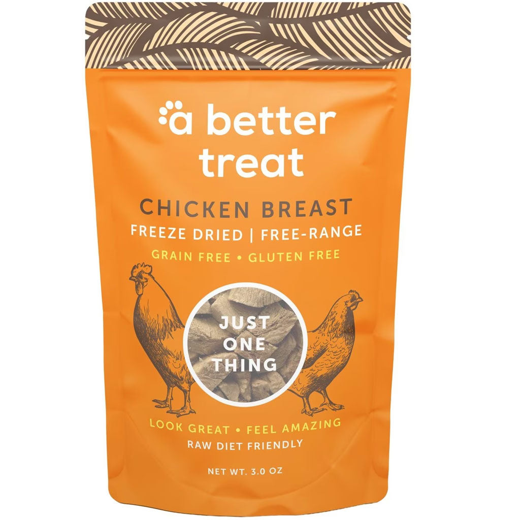 A Better Treat Free Range Chicken Breast Freeze Dried Treats for Dogs & Cats, 3-oz