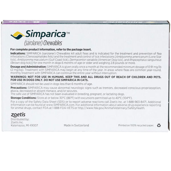 Simparica for Dogs 5.6-11 lbs dosage and administration