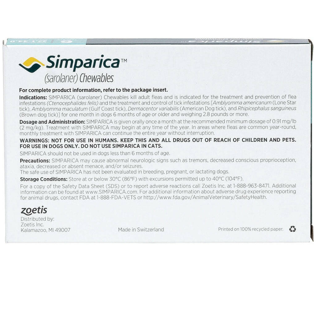 Simparica for Dogs 22.1-44 lbs dosage and administration