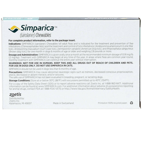 Simparica for Dogs 22.1-44 lbs dosage and administration