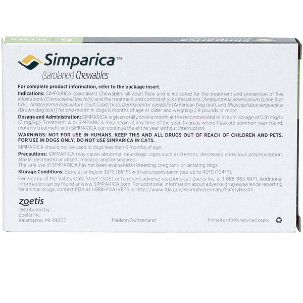 Simparica for Dogs 44.1-88 lbs dosage and administration