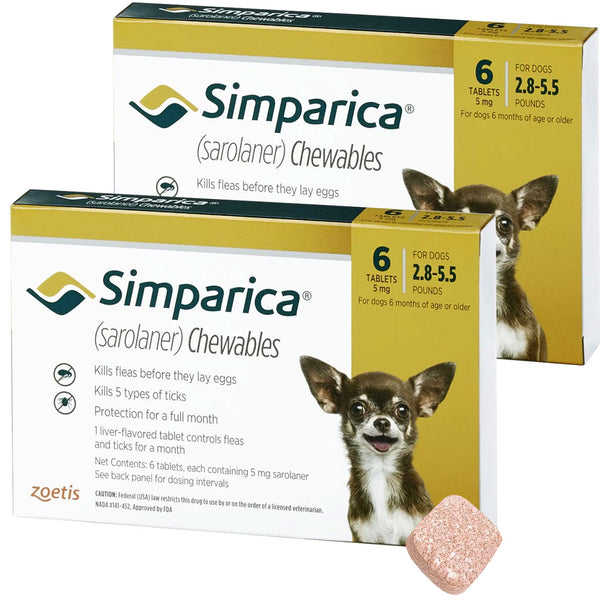 Simparica for Dogs 2.8-5.5 lbs 12 chewable