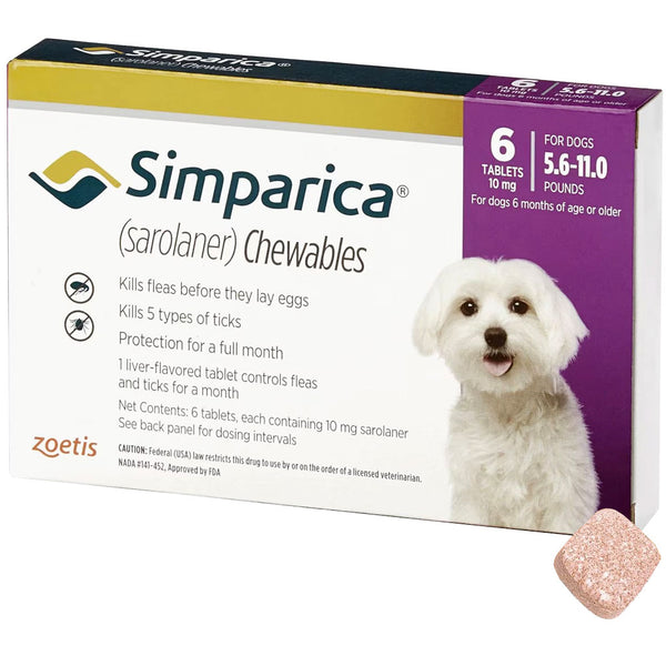 Simparica for Dogs 5.6-11 lbs 6 chewable