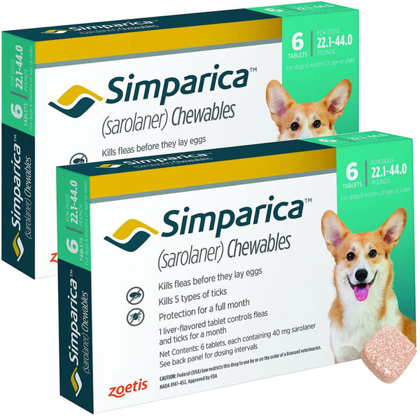 Simparica for Dogs 22.1-44 lbs 12 chewable tablets