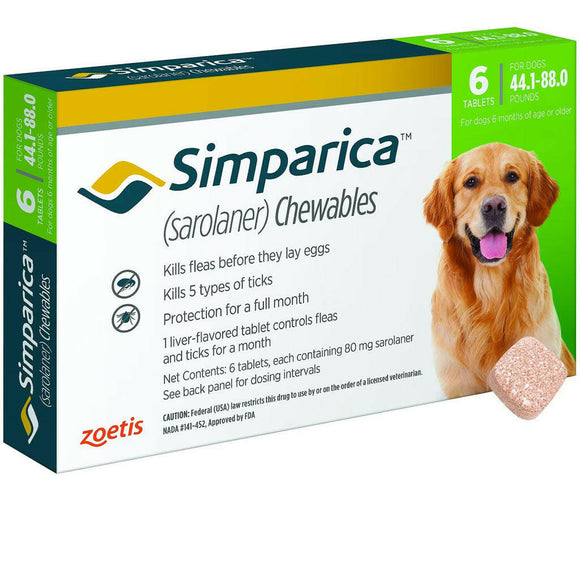 Simparica (Sarolaner) Chewable Tablet for Dogs