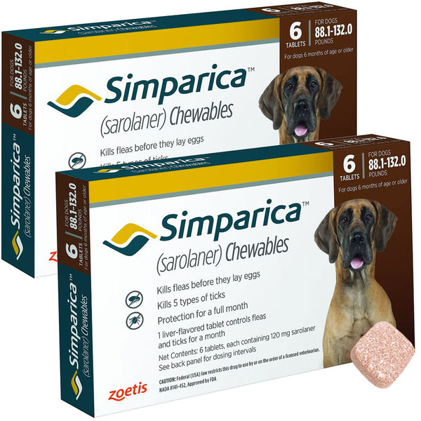 Simparica for Dogs 88.1-132 lbs 12 chewable