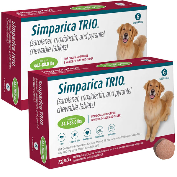 Simparica Trio for Dogs 44.1-88 lbs 12 chewable