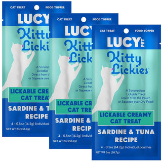 Lucy Pet Products Kitty Lickies Sardine & Tuna Recipe Licakble Creamy Cat Treat, 2-oz, 3-pack