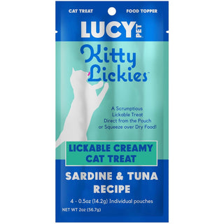 Lucy Pet Products Kitty Lickies Sardine & Tuna Recipe Licakble Creamy Cat Treat, 2-oz