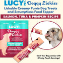 Lucy Pet Products Doggy Lickies Creamy Puree Dog Treat Salmon, Tuna  Pumpkin