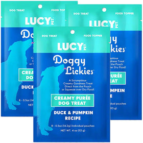 Lucy Pet Products Doggy Lickies Creamy Puree Dog Treat Duck & Pumpkin 3-pack