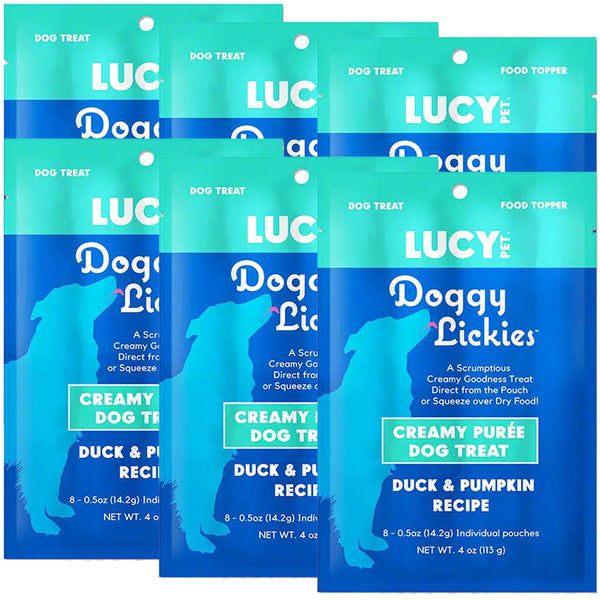 Lucy Pet Products Doggy Lickies Creamy Puree Dog Treat Duck & Pumpkin 6-pack