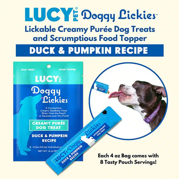 Lucy Pet Products Doggy Lickies Creamy Puree Dog Treat Duck & Pumpkin