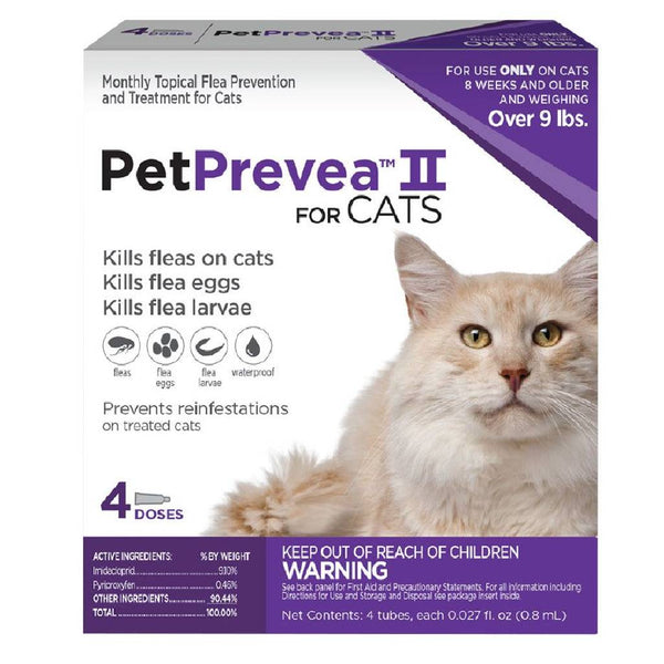 PetPrevea II Flea Tick Topical Treatment for Cats over 9 lbs (4 doses)