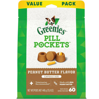 Greenies Pill Pockets Peanut Butter Flavor Treats for Dogs, Capsule Size 60 count