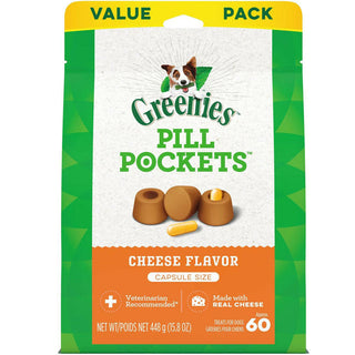 Greenies Pill Pockets Cheese Flavor Treats for Dogs, Capsule Size 60 count