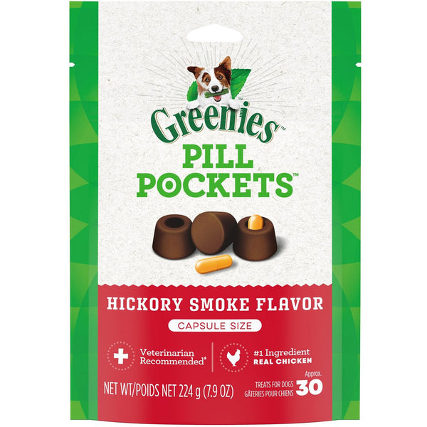 Greenies Canine Pill Pockets Hickory Smoke Flavor, Capsule Size