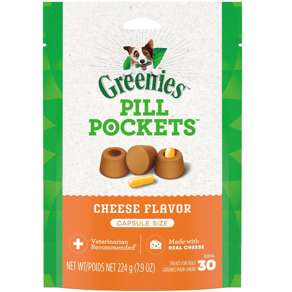 Greenies Pill Pockets Cheese Flavor Treats for Dogs, Capsule Size 30 count