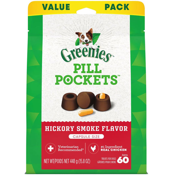 Greenies Canine Pill Pockets Hickory Smoke Flavor, Capsule Size 15oz