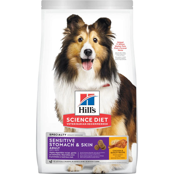 Hill's Science Diet Adult Sensitive Stomach & Skin Dry Dog Food, Chicken Recipe, 15.5 lb Bag