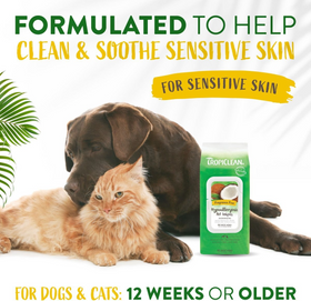 Tropiclean Hypoallergenic Deodorizing Wipes for Dogs & Cats (100 ct) - 0