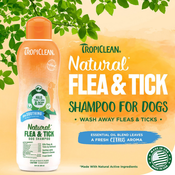 Tropiclean Natural Flea & Tick Soothing Shampoo for Dogs (20 oz)