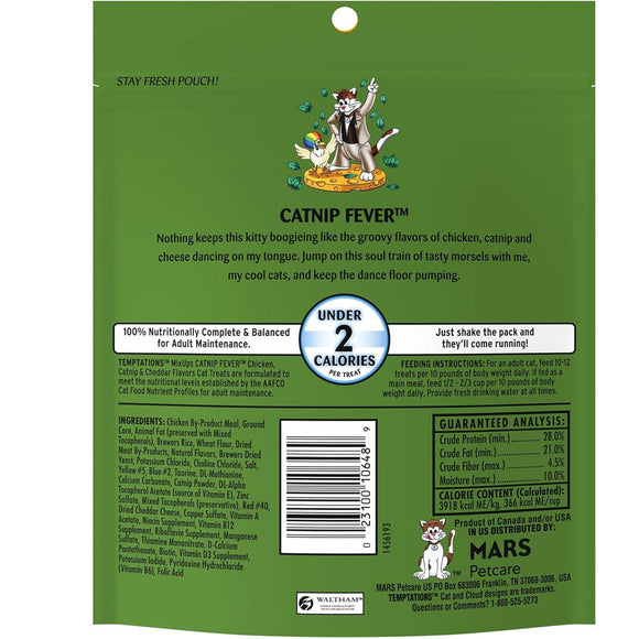 Temptations MixUps Catnip Fever Flavor Soft & Crunchy Treats for Cats 6oz backside