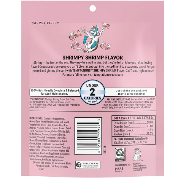 Temptations Classics Shrimpy Shrimp Flavor Soft & Crunchy Treats for Cats 6oz backside