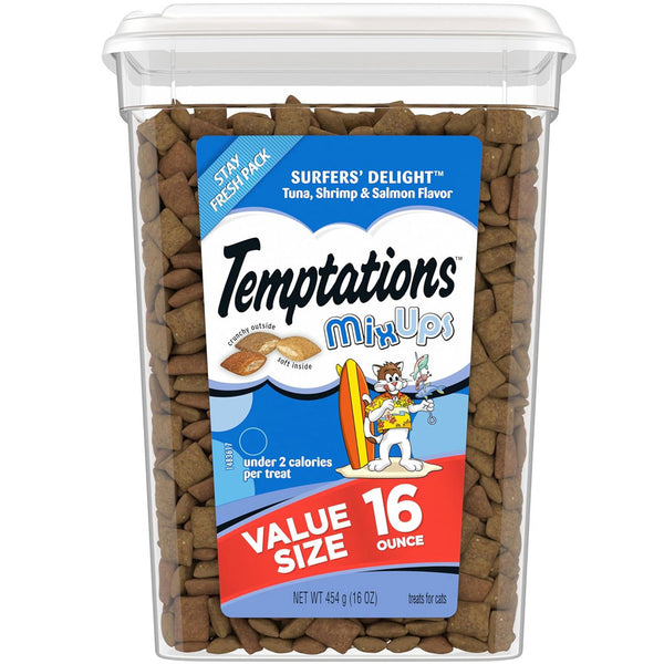 Temptations MixUps Surfers' Delight Flavor Soft & Crunchy Treats for Cats, 16-oz