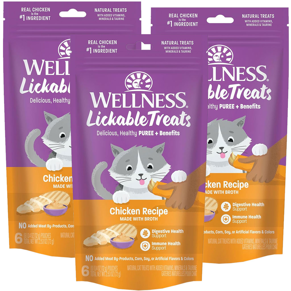 Wellness Lickable Treats Chicken Recipe Natural Treats for Cats 3-pack